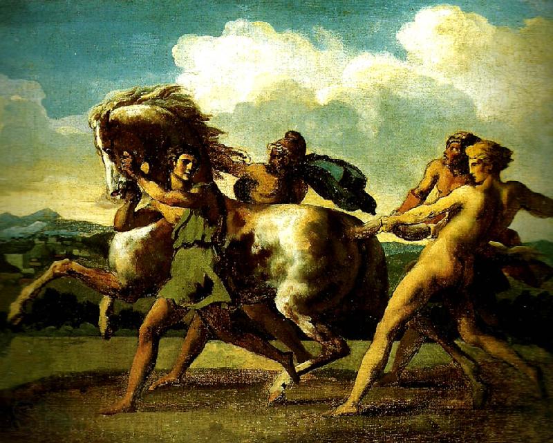 Theodore   Gericault heval arrete par des esclaves Norge oil painting art